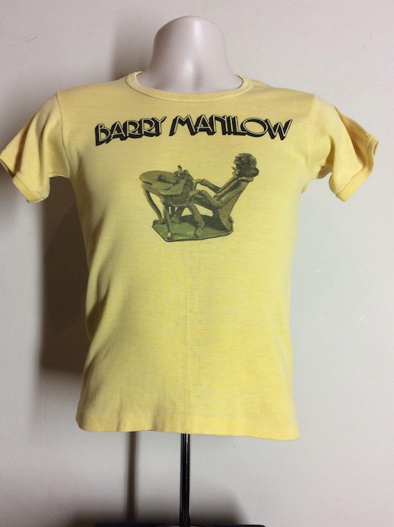 Vtg 70s Barry Manilow T-Shirt Yellow S/XS Classic