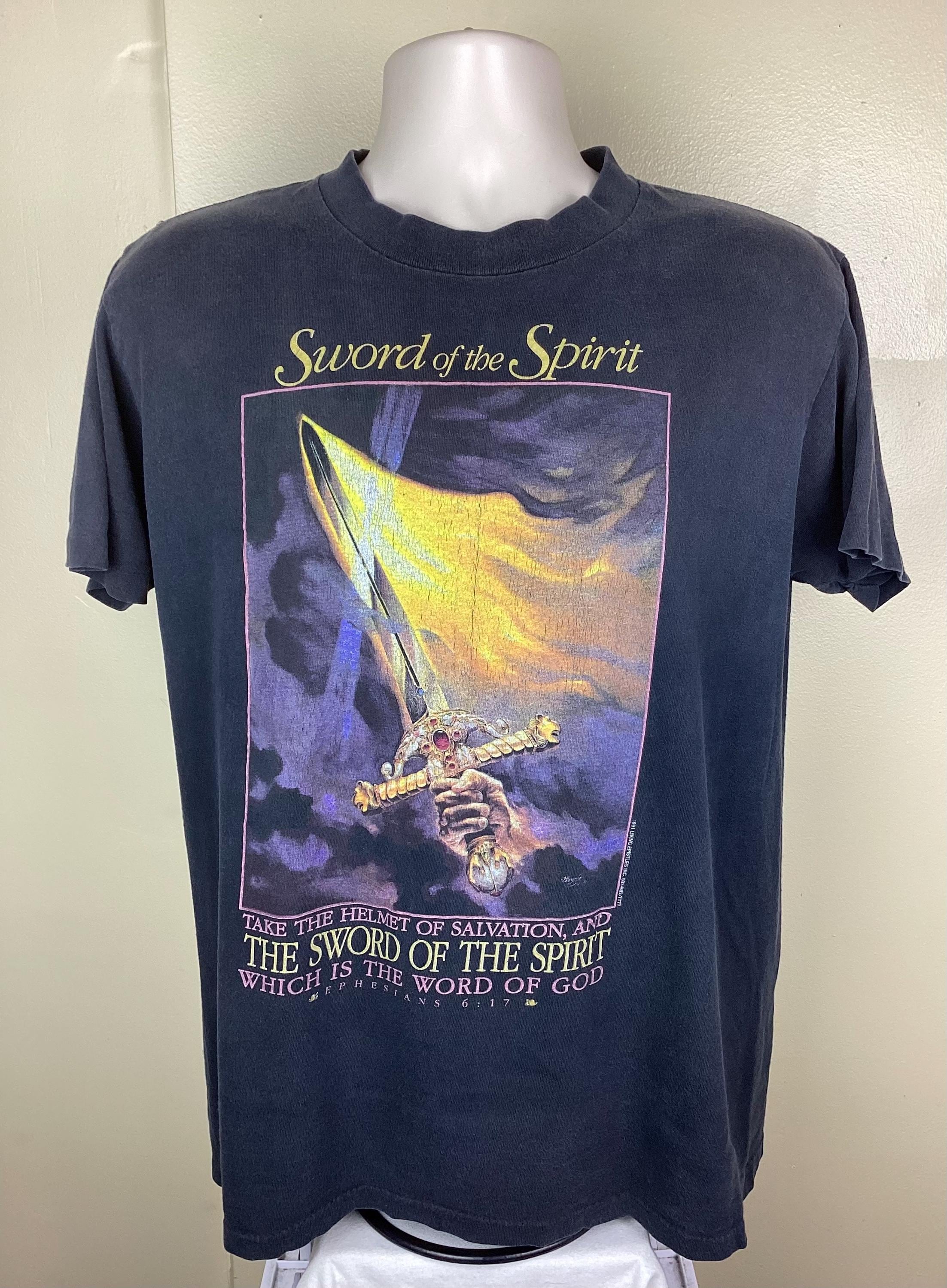 ヴィンテージ サイズ:XL  1991 LIVING EPISTLES INC JESUS CHRIST Tシャツ 中古 BS99 Vintage 1991 Living Epistles Sword of the Spirit T-shirt Black L