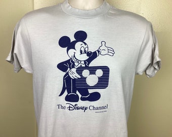 Vtg 80s Mickey & Minnie Mouse Overland Outfitters T-shirt Beige L