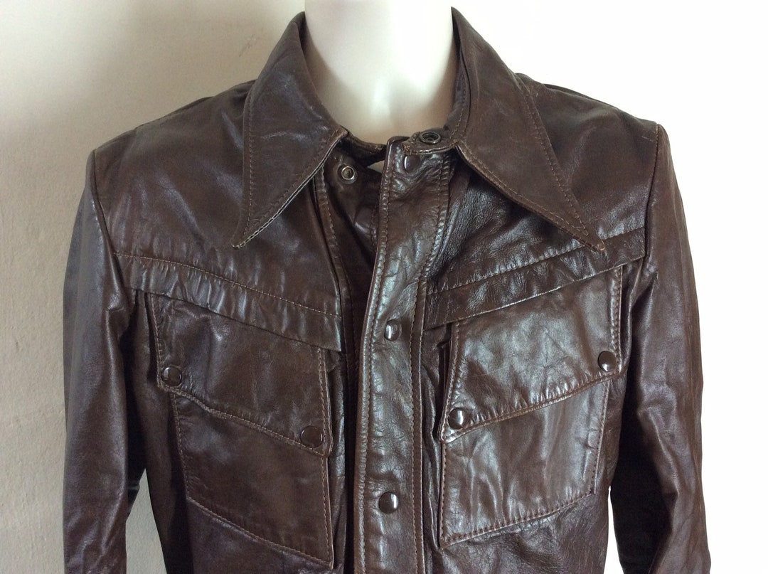 Vtg 60s Brooks Gold Label Leather Jacket Brown Size 40 - Etsy