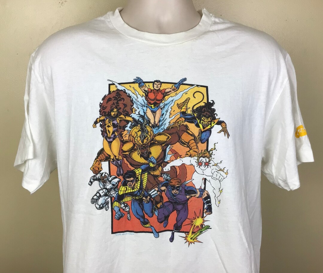 Vtg 1993 New Titans DC Comics T-shirt White L 90s Teen Comic