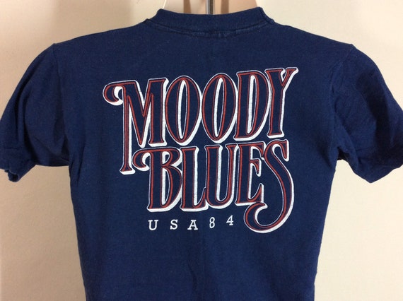 Vtg 1984 Moody Blues Concert T-Shirt Blue S/M 80s… - image 4