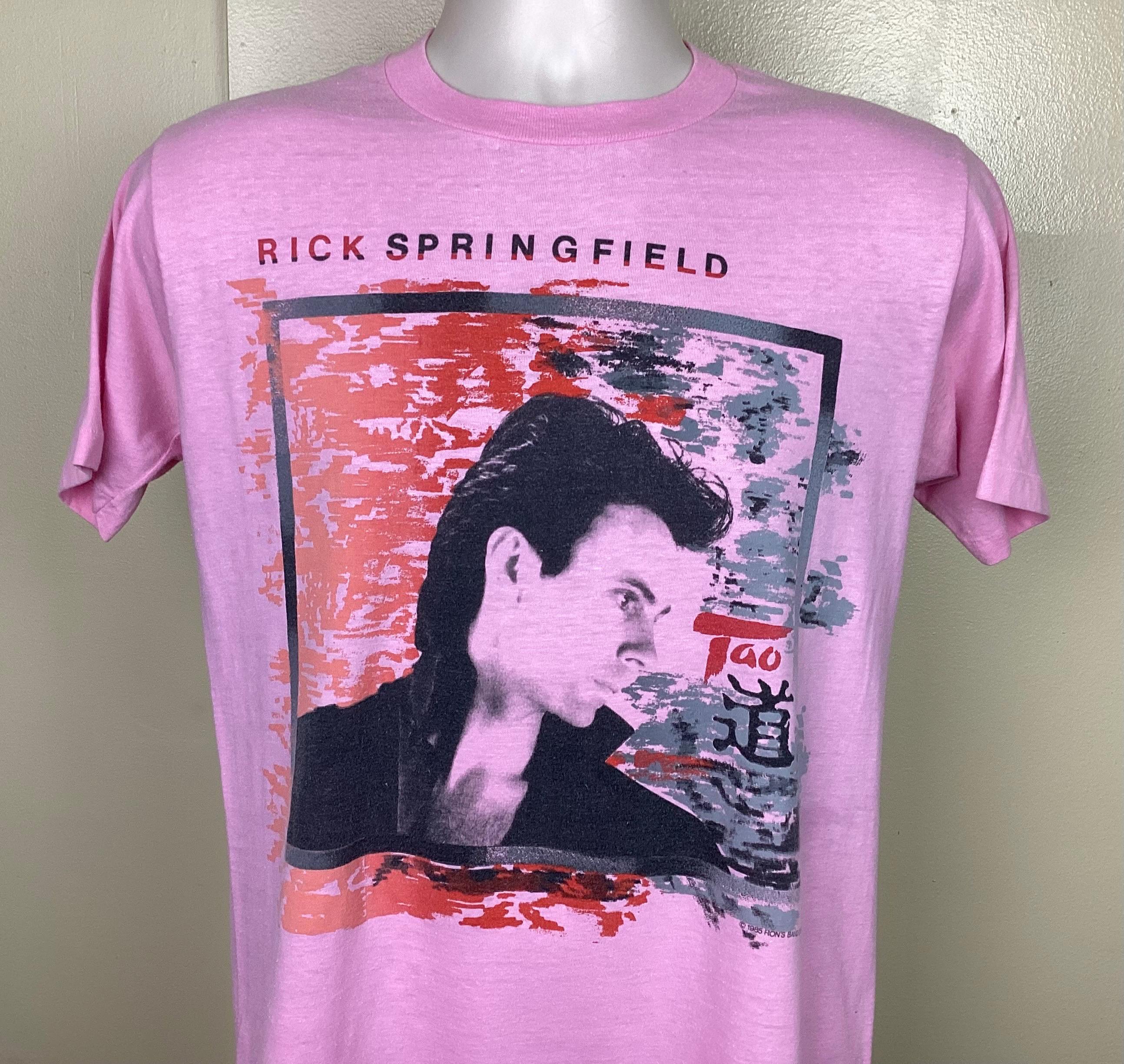Spick and SpanVintage style TOURロックT Vtg 1985 Rick Springfield Concert T-shirt Pink M/L 80s Pop Rock