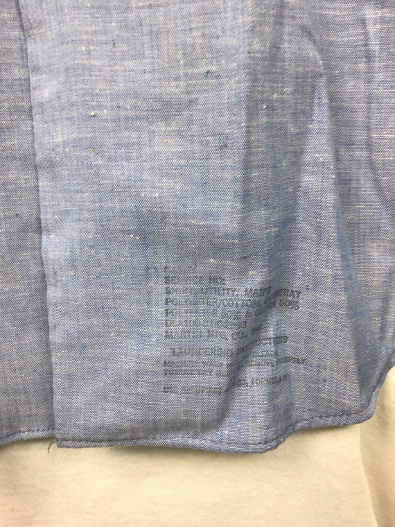 Vtg 70s Martin Mfg Chambray Shirt Blue S Long Sle… - image 5
