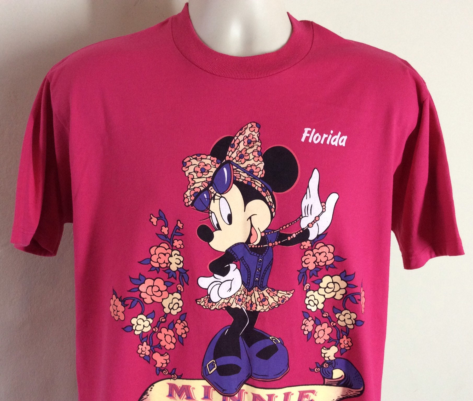 ヴィンテージ 90年代 ミニーマウス フロリダ Tシャツ ピンク L