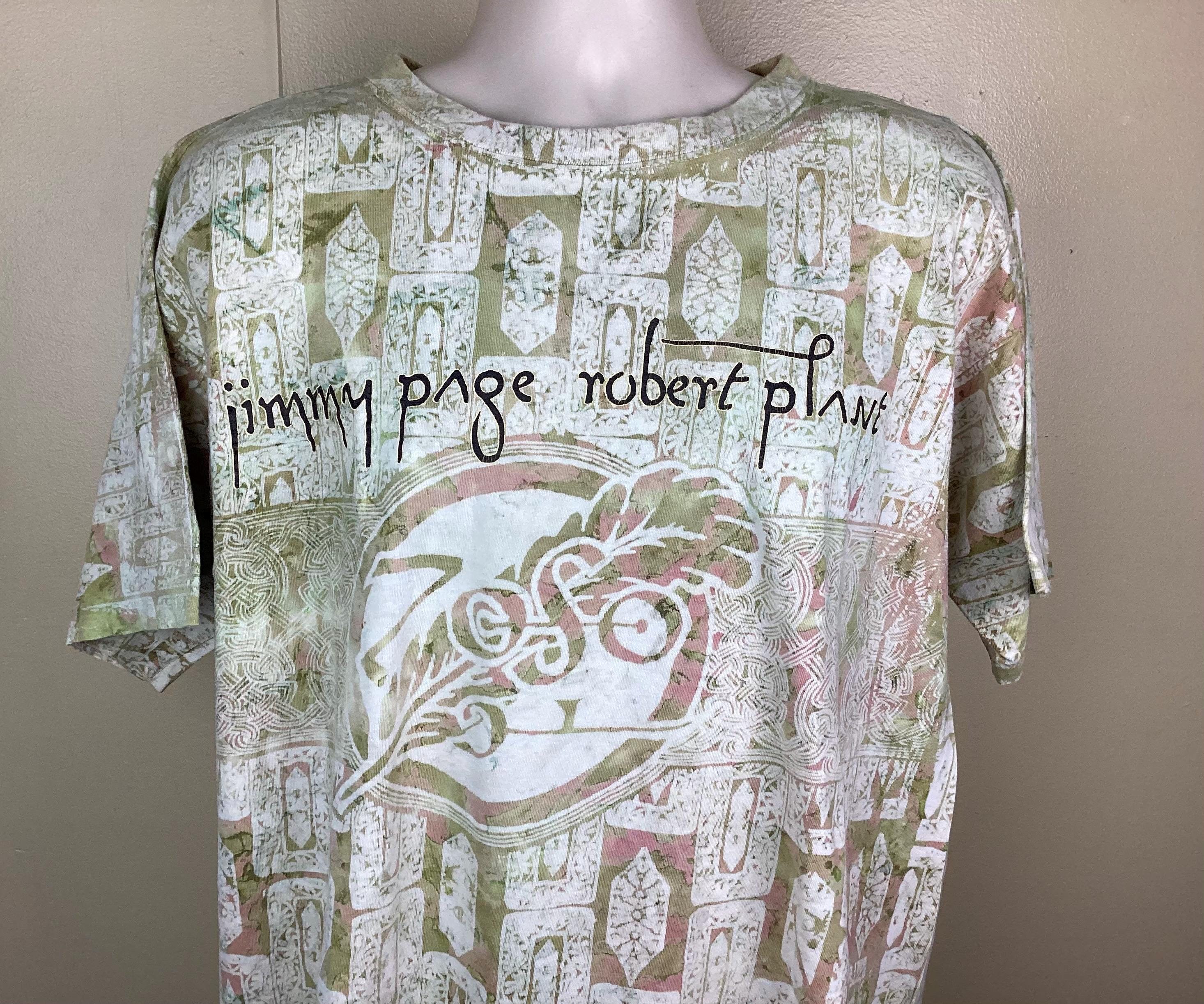 Vintage 1995 Jimmy Page Robert Plant Concert T-shirt Beige