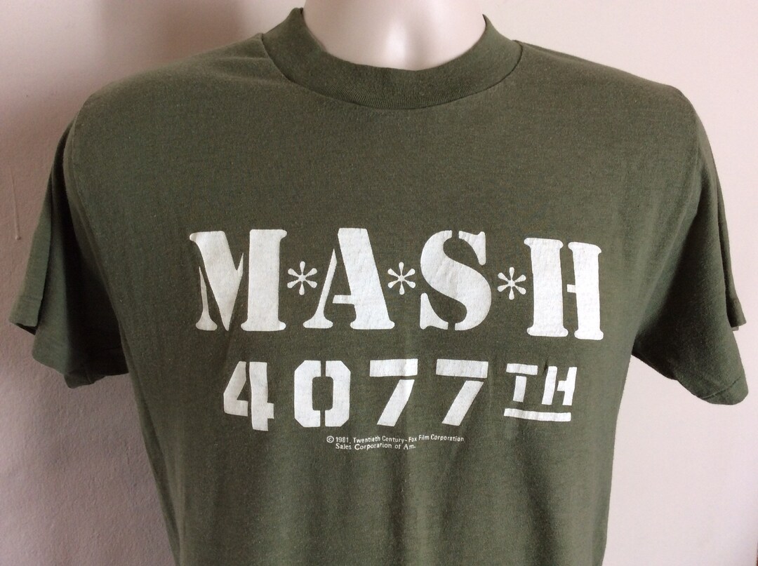 Vtg 1981 MASH 4077th T-shirt Green S/M 80s 50/50 Movie TV Show Comedy ...