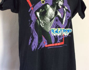 ヴィンテージ 1988 イギーポップ Tシャツ ブラック M/L 80年代 ヴィンテージ 1988 イギーポップ Tシャツ ブラック M/L 80年代