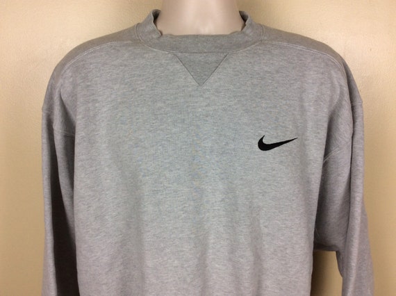 Vtg 90s Nike Swoosh Logo Sweatshirt Heather Gray … - image 1