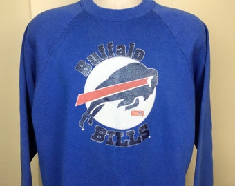 Vtg 90s Buffalo Bills Raglan Crewneck Sweatshirt Blue L Licensed Team NFL