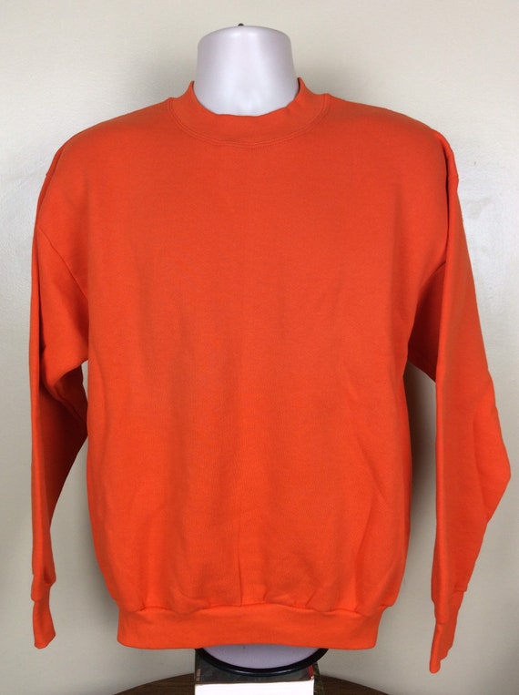 Vtg 90s Fruit Of The Loom Orange Sweatshirt L Pla… - image 2