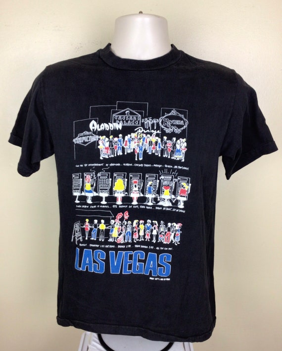 Vtg 1990 Las Vegas Casinos T-Shirt Black S/M 90s … - image 2