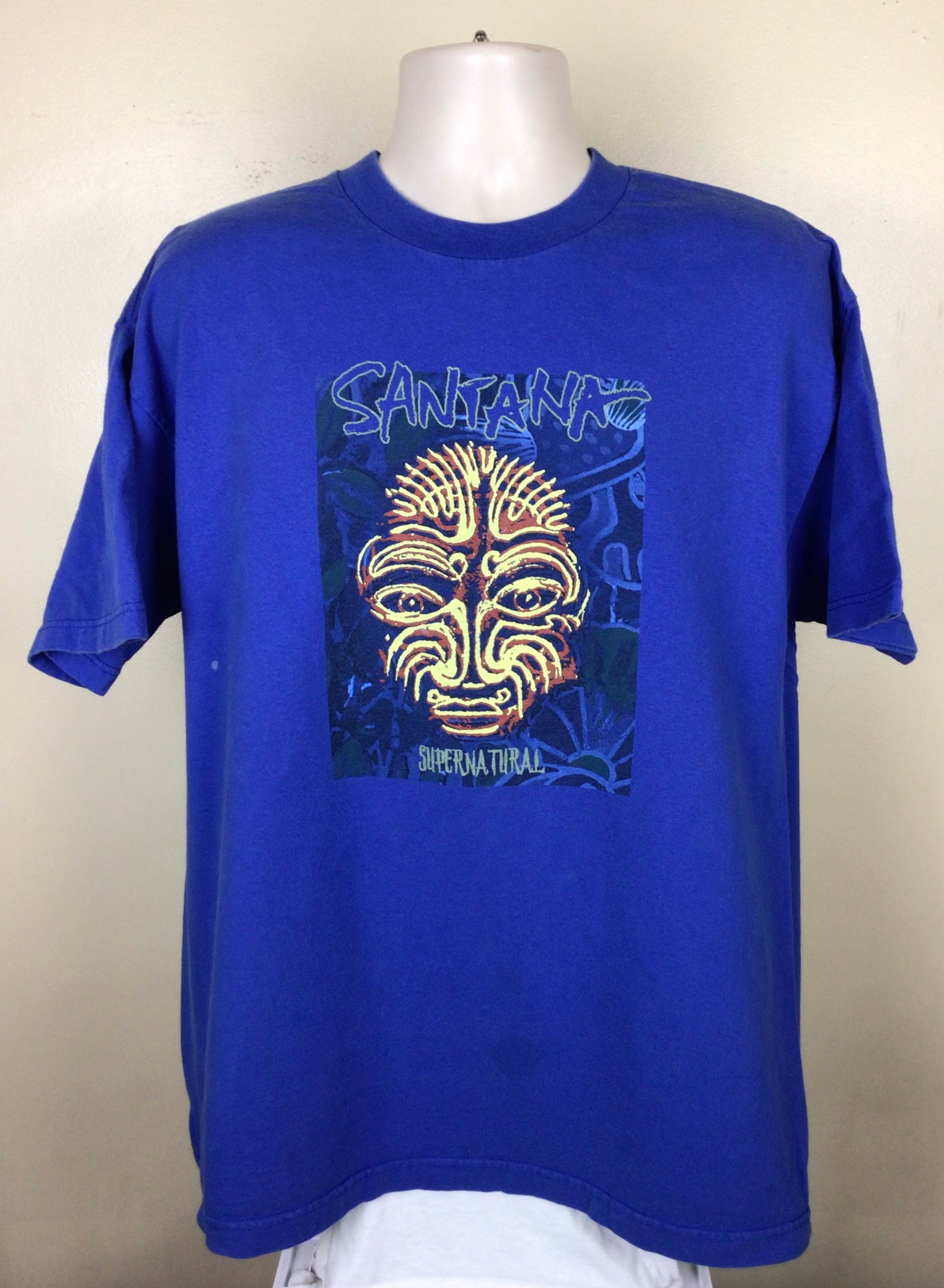 Vtg 1999 Santana Supernatural T-shirt Blue XL 90s Classic Rock
