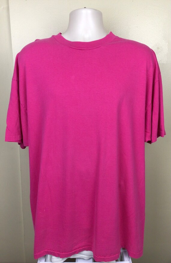 Vtg Early 90s Hanes Plain Pink T-Shirt XXL Blank … - image 2