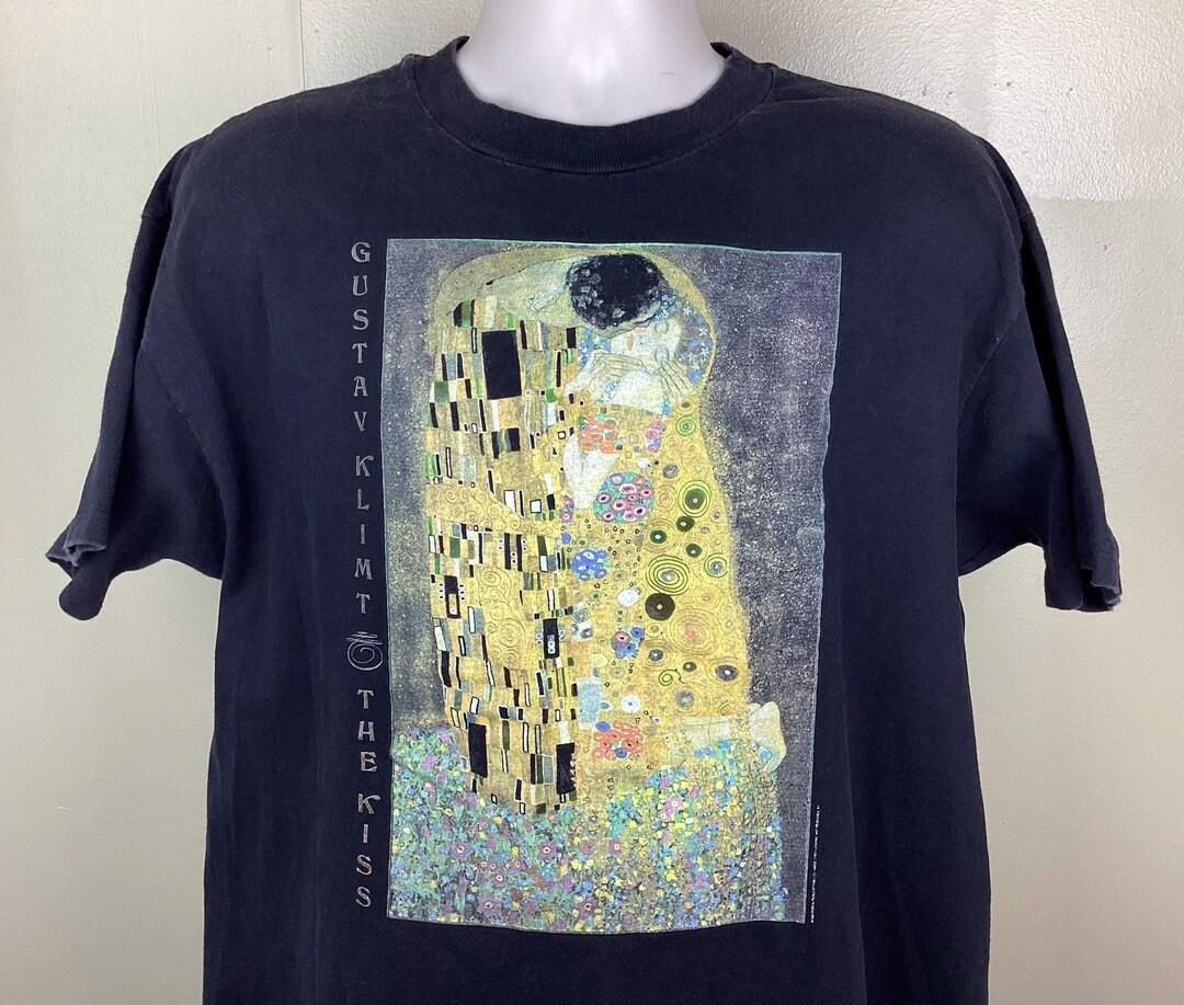 ヴィンテージ 90年代初頭 グスタフ・クリムト 接吻 Tシャツ ブラック 