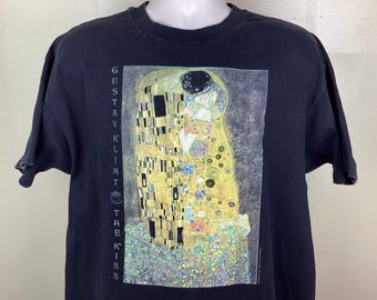 ヴィンテージ 90年代初頭 グスタフ・クリムト 接吻 Tシャツ ブラック