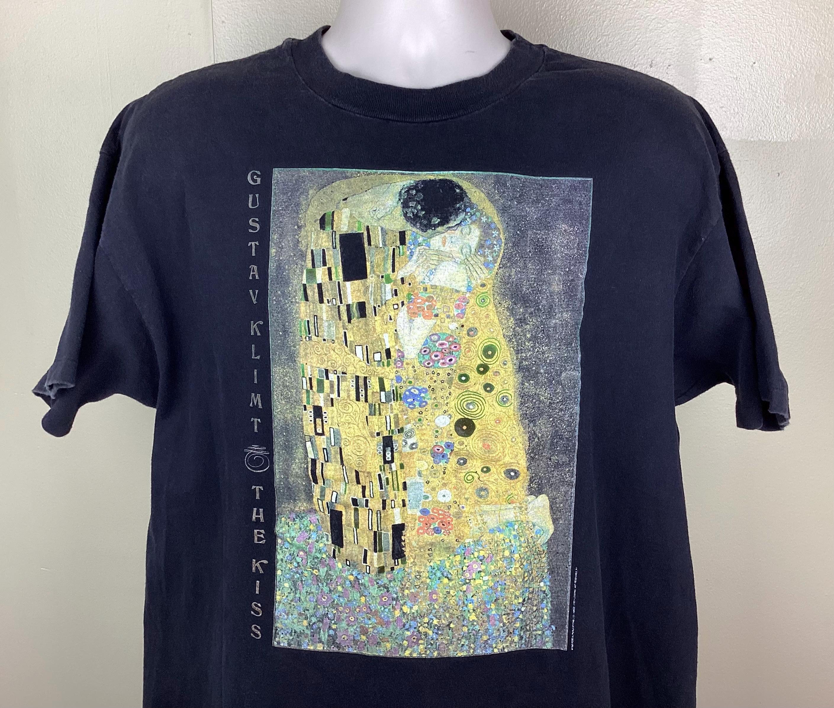 ヴィンテージ 90年代初頭 グスタフ・クリムト 接吻 Tシャツ ブラック 
