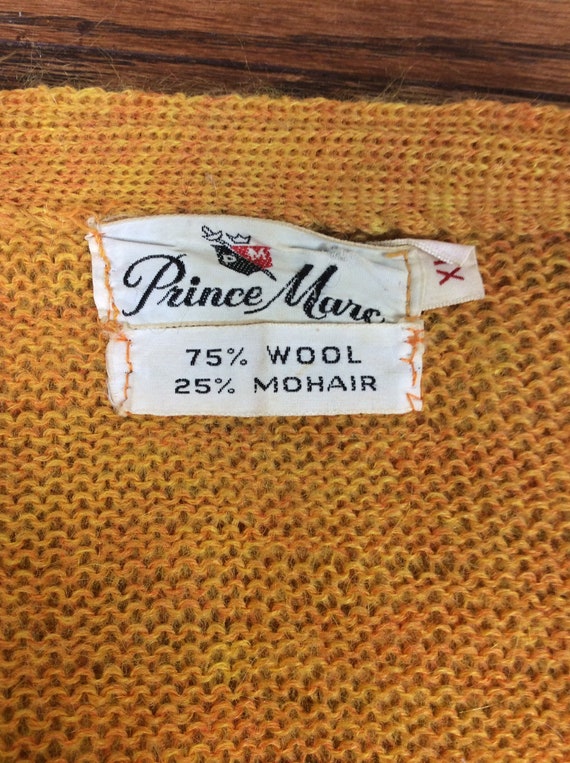 Vtg 60s Prince Marc Mohair Cardigan Sweater XL Go… - image 5
