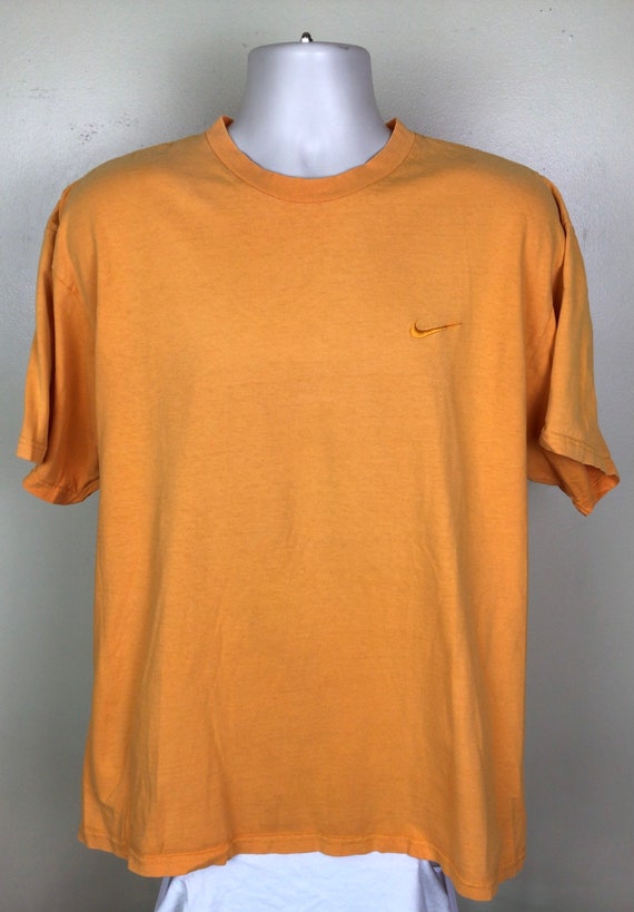 Vtg 90s Nike Embroidered Swoosh Logo T shirt Monochrome Orange L XL White Tag Etsy