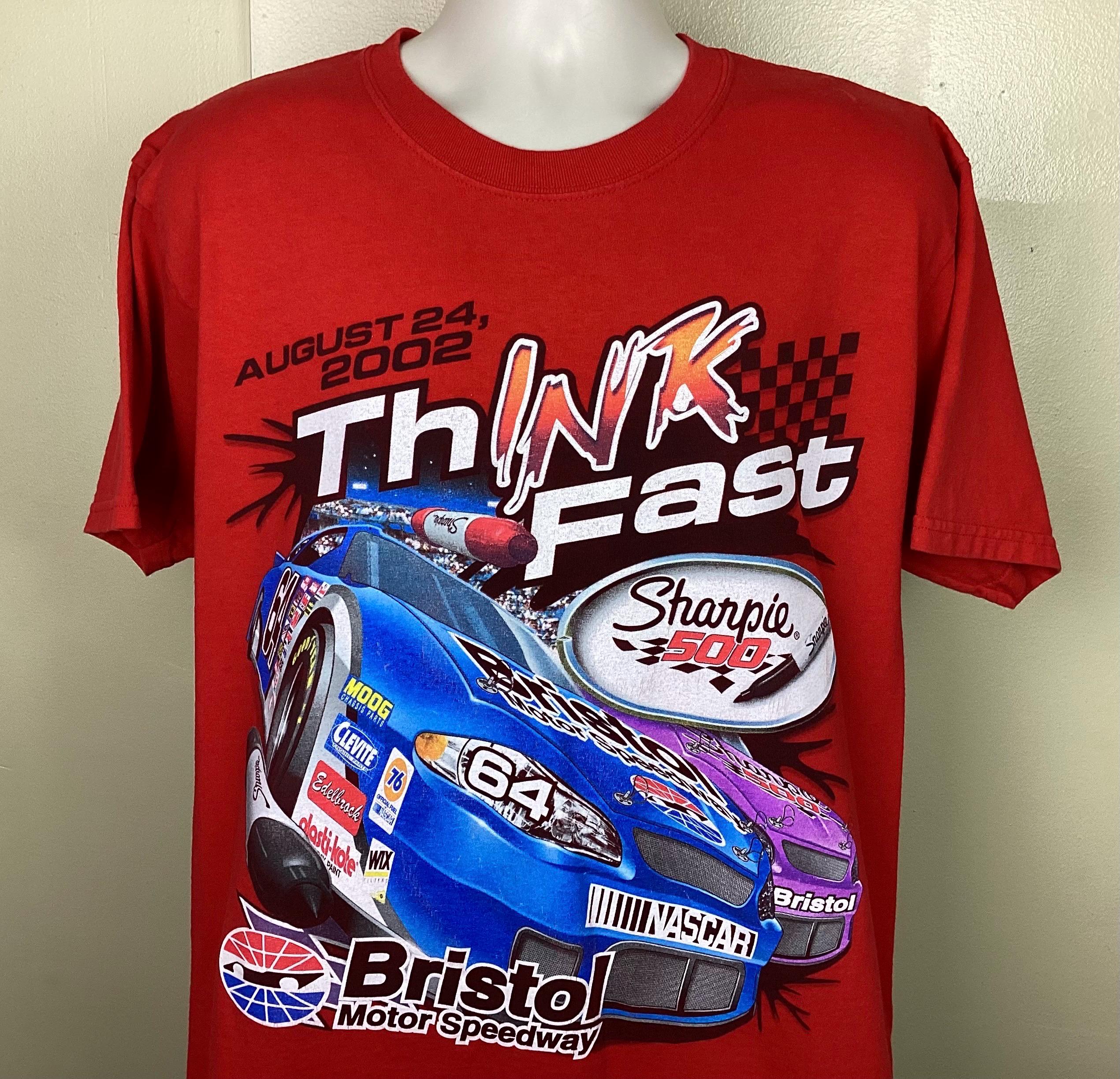 Vtg 2002 Sharpie 500 Bristol Motor Speedway T-shirt Red L Nascar 