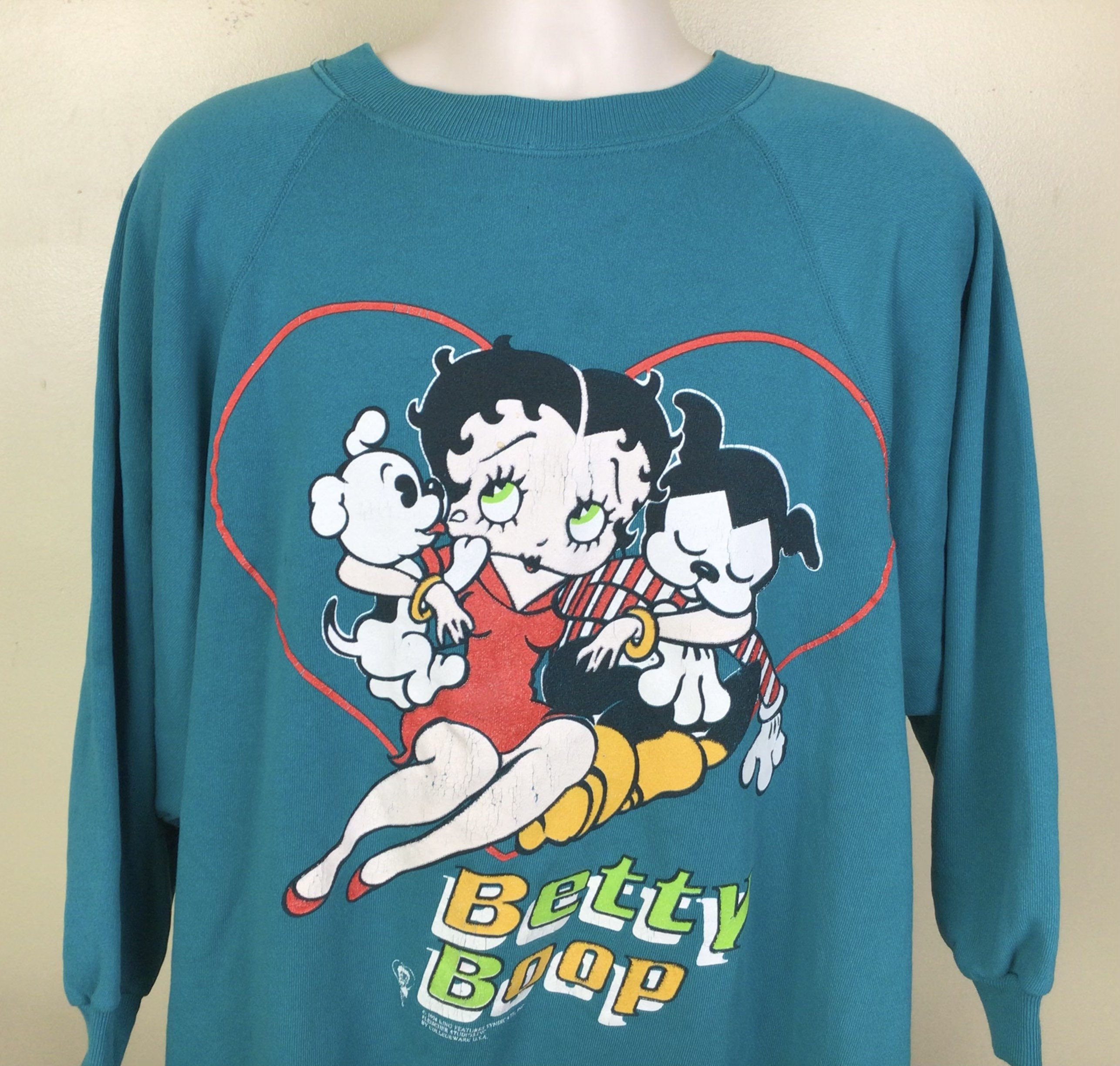 Vtg 1994 Betty Boop Raglan Crewneck Sudadera Turquesa Mujer - Etsy España