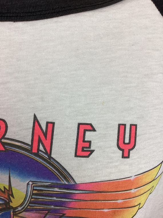 トップス 80s Journey rock band white sweat shirts Vtg 1984 Journey Raglan Jersey Style T-shirt White XL 80s