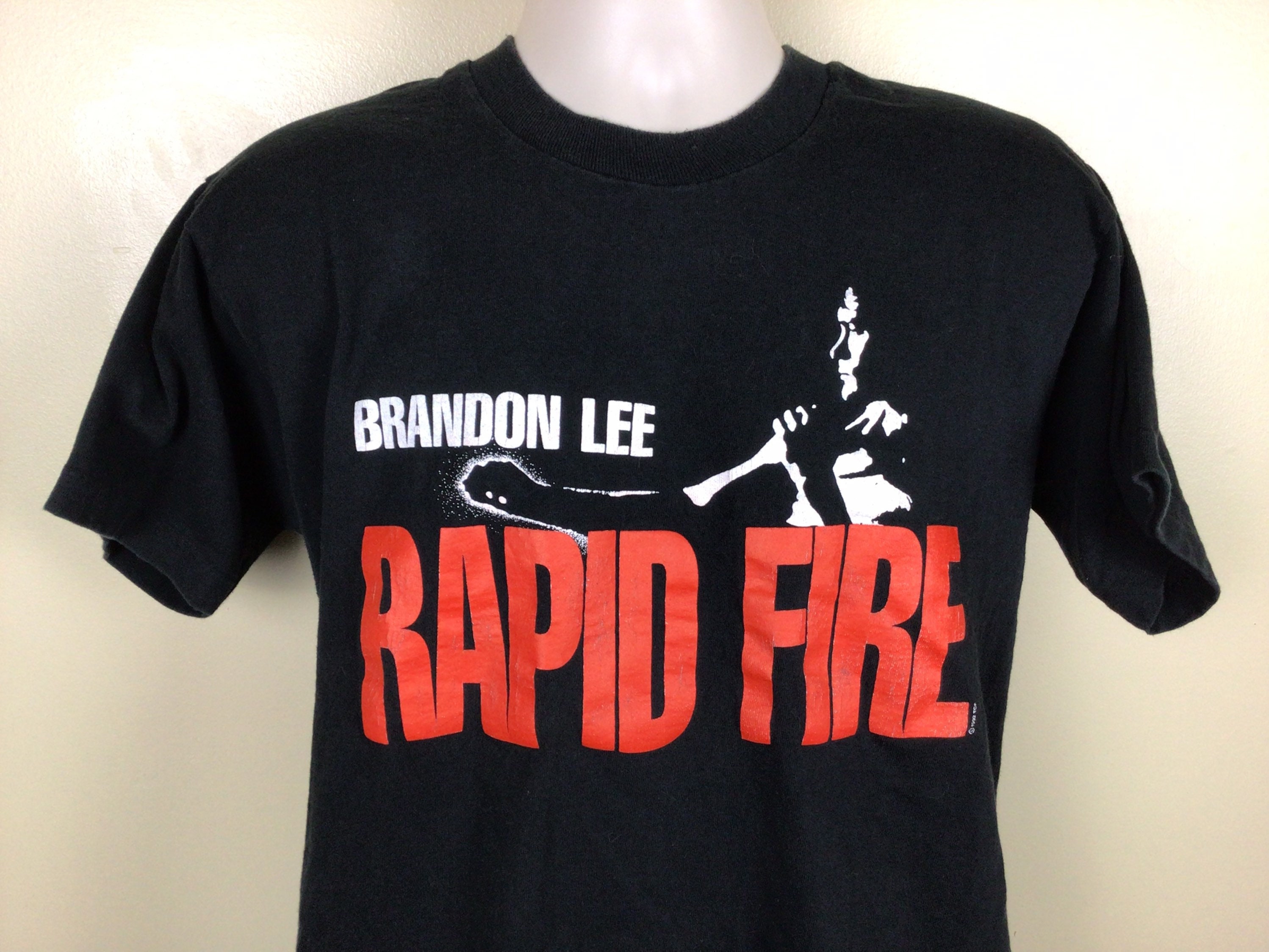 Vtg 1992 Brandon Lee Rapid Fire T-shirt Black L 90s Martial Arts