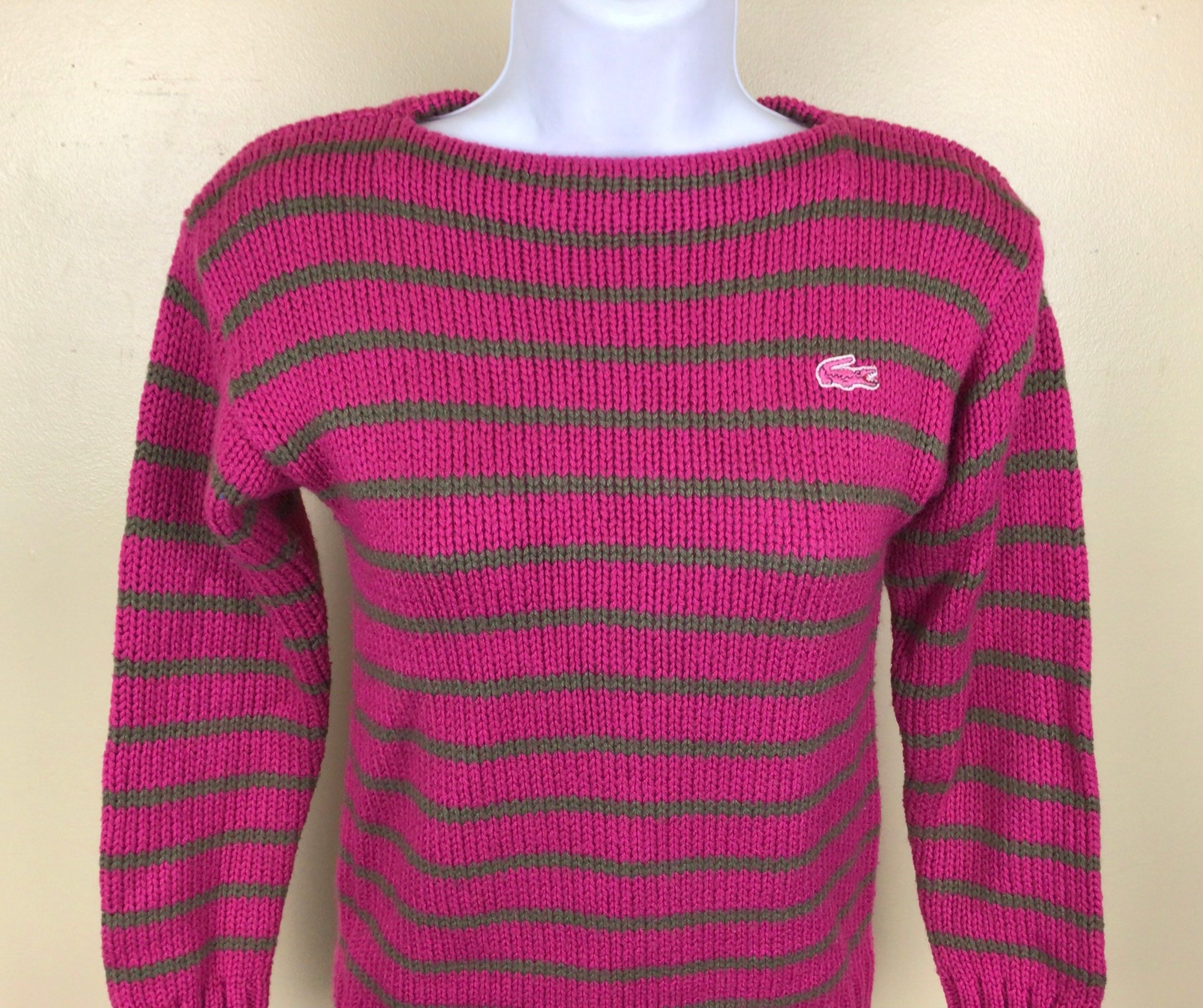 Vtg 80s Izod Lacoste Striped Sweater Fuchsia Pink Womens L - Etsy Finland
