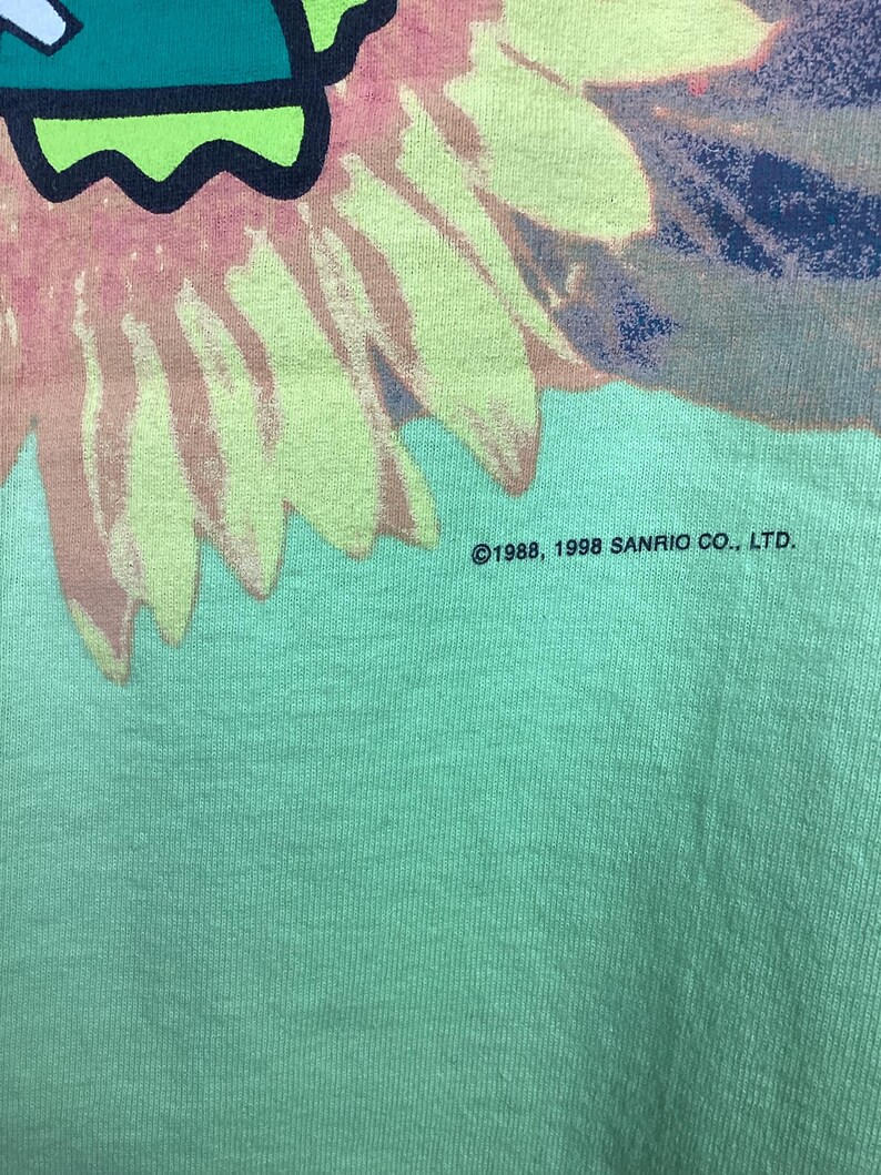 Vtg 1998 Sanrio Keroppi T-Shirt Green L 90s Japanese Animation Character Anime Japan Single Stitch Hello Kitty image 4