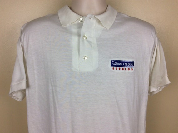 Vtg 80s 90s Disney MGM Studios Polo Shirt White M… - image 1