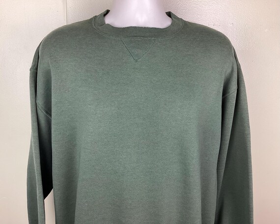 Vtg 90s Russell Athletic Plain Olive Green Crewneck Sweatshirt L