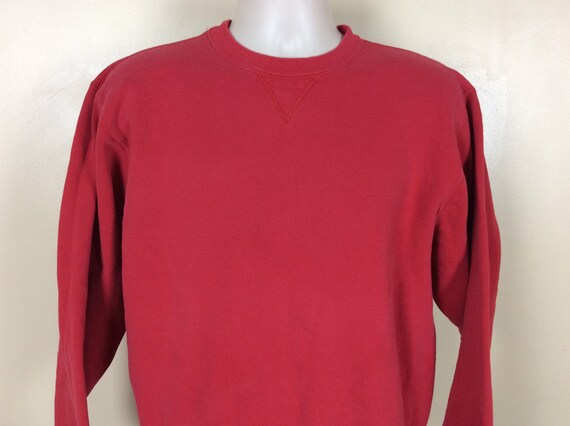 Vtg 90s Champion Plain Red Crew Neck Sweatshirt L… - image 1