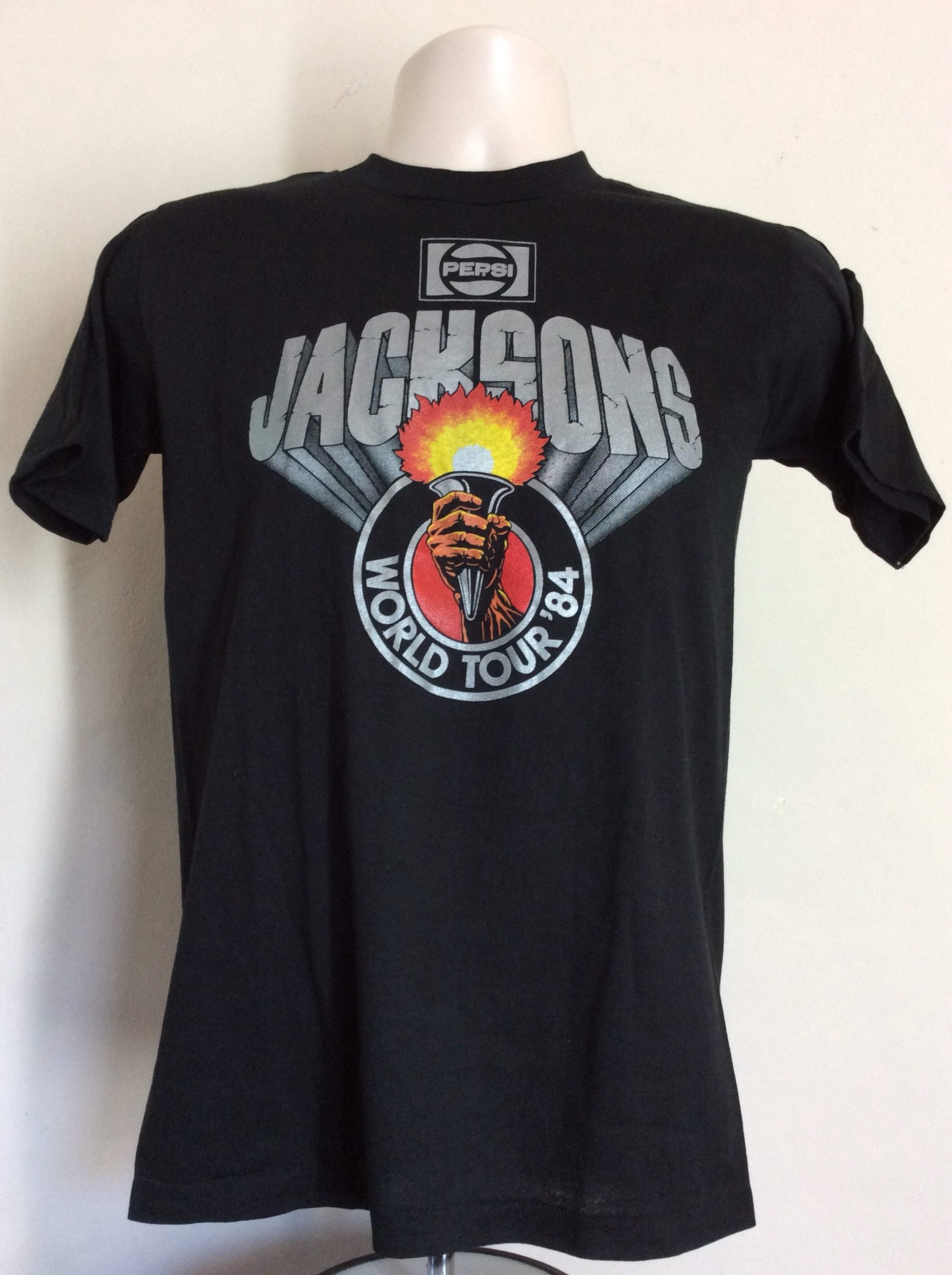 Vtg 1984 Jacksons Concert T-shirt Black XS/S 80s Michael Jackson