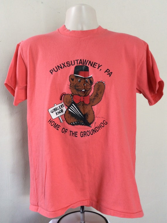 Vtg 80s Punxsutawney Pa Groundhog Day T Shirt L Phil Bill Etsy