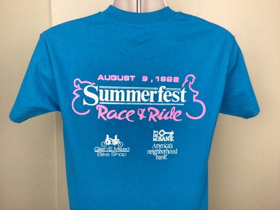 Vtg 1992 Evans Brant Summerfest T-Shirt Blue M 90… - image 1