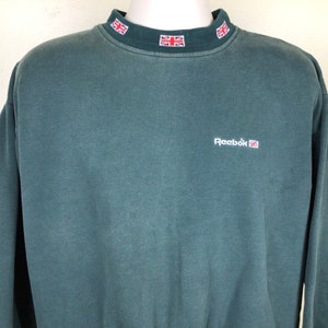 ☆送料無料☆ REEBOK UnionJack Color Sweatshirt ☆ Vintage Reebok Union Jack Sweatshirt Teal/Blue/Gray *READ