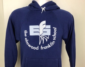 Vtg 80s Champion Elmwood Franklin School Raglan Hoodie XS/S Hooded Sweatshirt Buffalo New York Made In USA