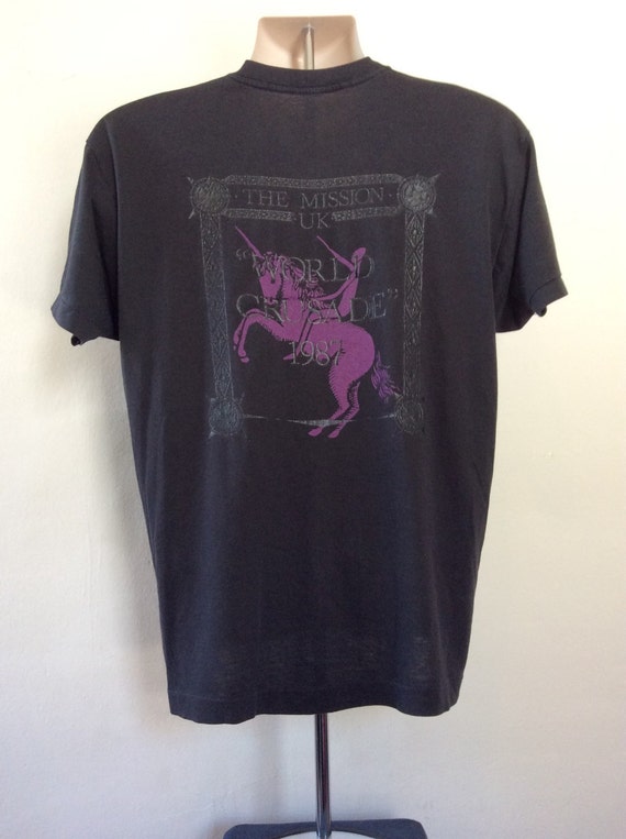 Vtg 1987 The Mission UK Concert T-Shirt Black L/X… - image 3