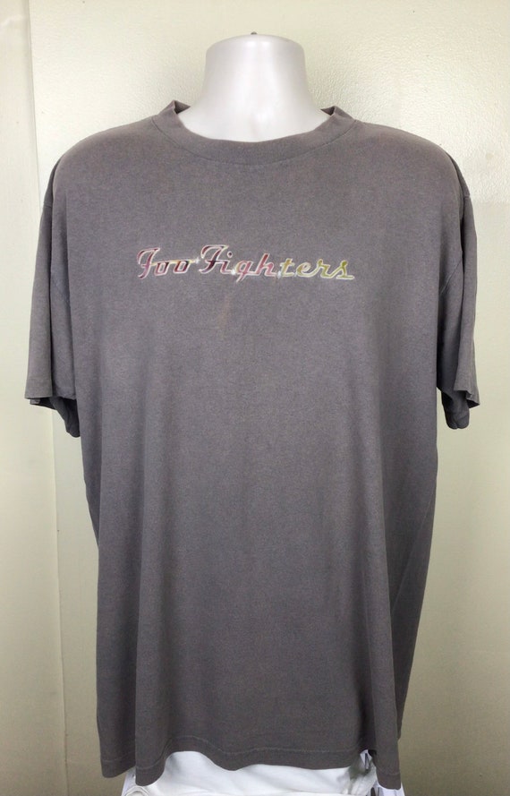Vtg 90s Foo Fighters Hologram Graphics T-shirt Brown XL Gray