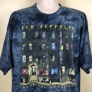 Vtg 90s Led Zeppelin Physical Graffiti T-shirt XXL Liquid Blue