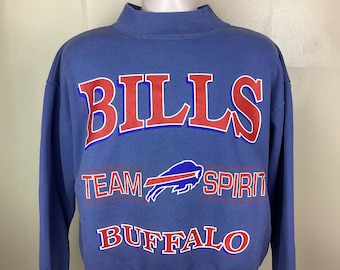 Vintage Buffalo Bills Cliff Engle Sweatshirt 1992 90s Team Spirit Made In USA Blue Size L/XL