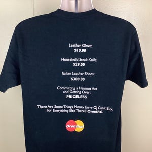 Vtg 90er Jahre O.J. Simpson Orenthal Mastercard Parodie T-Shirt schwarz L OJ Karte Murder Lustig