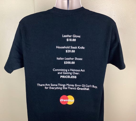 Vtg 90s O.J. Simpson Orenthal Mastercard Parody T-shirt Black L OJ