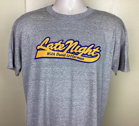 Vtg 80s Late Night With David Letterman T-shirt Heather Gray XL 
