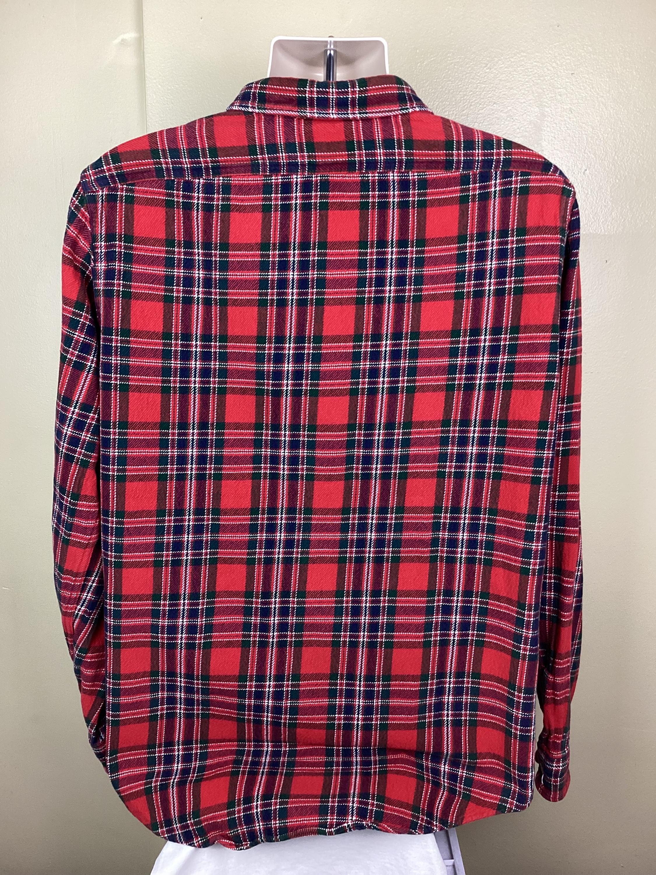 Vintage 90s Polo Ralph Lauren Flannel Shirt 100% Cotton Red Size L