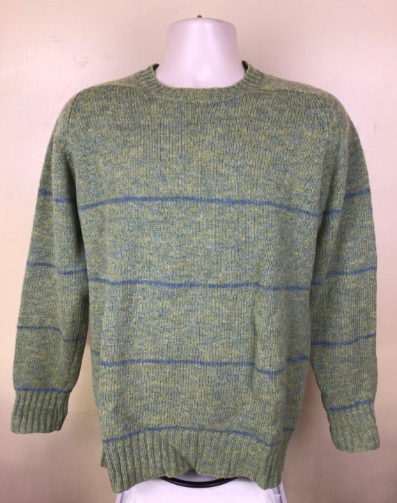 Shetland Striped Crew Neck Jumper - Orange/Green