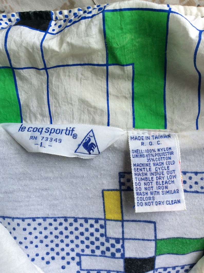Vtg 80s Early 90s Le Coq Sportif Windbreaker Jacket Black Blue L French Sneaker Brand image 8