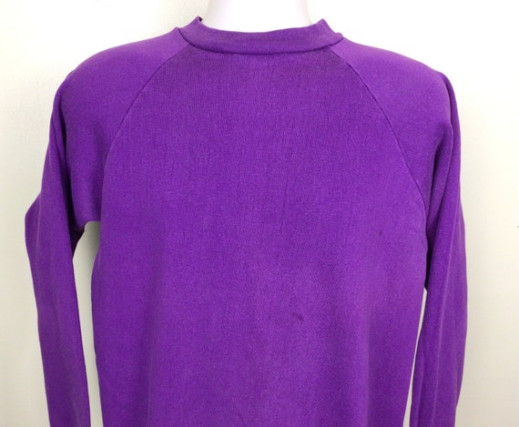 Vtg 70s 80s Healthknit Plain Purple Raglan Crewne… - image 1