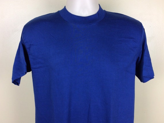 Vtg 80s Wolf Sportswear Plain Blue T-shirt M/L Blank 50/50 | Etsy