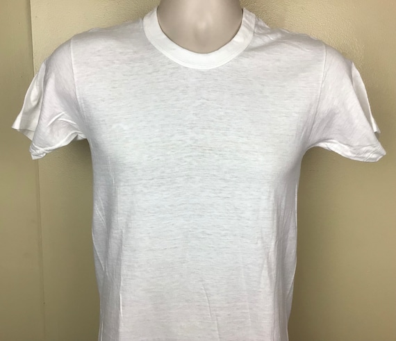 Vtg 50s 60s Hanes Plain White T-Shirt S Blank Tee… - image 1